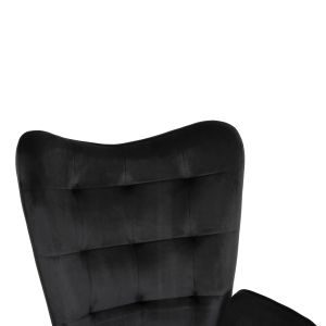 Armchair with stool Crawley Hm8918,04 black plush with metal legs 70x57x103hcm