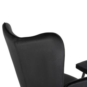 Armchair with stool Crawley Hm8918,04 black plush with metal legs 70x57x103hcm