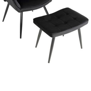 Armchair with stool Crawley Hm8918,04 black plush with metal legs 70x57x103hcm