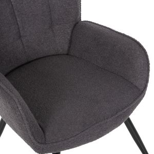 Armchair with stool Crawley Hm8918,21 gray boucle and black metal legs 70x74x105hcm