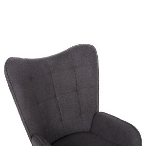 Armchair with stool Crawley Hm8918,21 gray boucle and black metal legs 70x74x105hcm