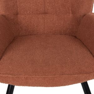 Armchair with stool Crawley Hm8918,22 orange boucle and black metal legs 70x74x105hcm