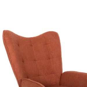 Armchair with stool Crawley Hm8918,22 orange boucle and black metal legs 70x74x105hcm