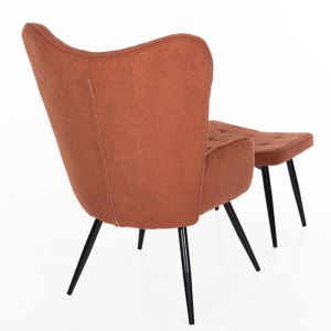 Armchair with stool Crawley Hm8918,22 orange boucle and black metal legs 70x74x105hcm