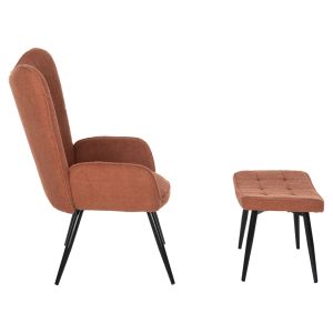 Armchair with stool Crawley Hm8918,22 orange boucle and black metal legs 70x74x105hcm