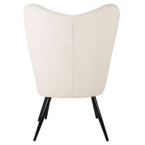 Armchair with stool Crawley Hm8918.25 white boucle and black metal legs 70x74x105hcm