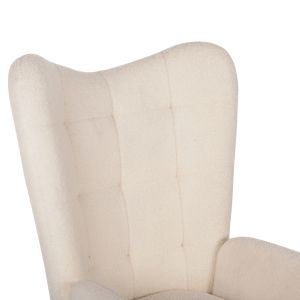 Armchair with stool Crawley Hm8918.25 white boucle and black metal legs 70x74x105hcm