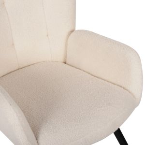 Armchair with stool Crawley Hm8918.25 white boucle and black metal legs 70x74x105hcm