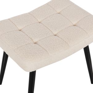 Armchair with stool Crawley Hm8918.25 white boucle and black metal legs 70x74x105hcm