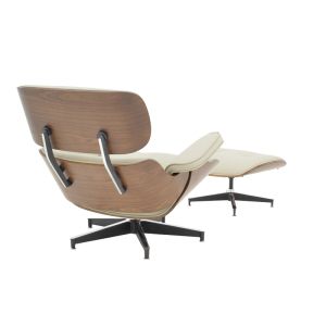 Кресло с табуретка Relax Mirto Jenna бежов Pu-шперплат орех-хром база 82x92x82см