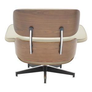 Кресло с табуретка Relax Mirto Jenna бежов Pu-шперплат орех-хром база 82x92x82см