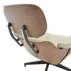 Кресло с табуретка Relax Mirto Jenna бежов Pu-шперплат орех-хром база 82x92x82см
