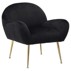 Armchair with black velvet upholstery