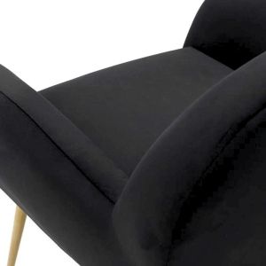 Armchair with black velvet upholstery