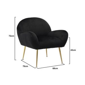 Armchair with black velvet upholstery