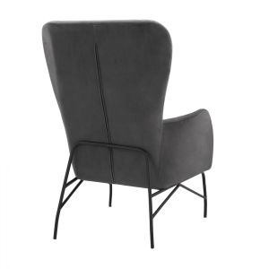 Gray plush armchair with black legs Hm8721,01