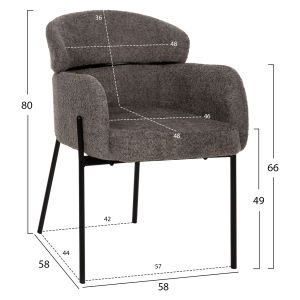 Armchair gray boucle with metal legs Wolf Hm8583,01 58x58x80cm