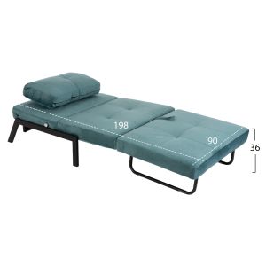 Armchair/folding bed Hm3078.15 turquoise velvet 95x92x66hcm