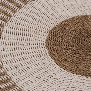 Round rug Kirki Hm7842 natural fiber seagrass in white-natural color φ150cm.