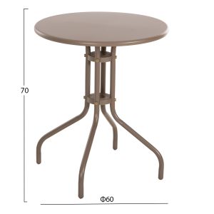 Round outdoor table metallic in champagne color D60x70hcm Hm5973,04 Lino
