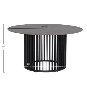 Round garden dining table Eternity Sm6177 aluminum anthracite, sintered stone-maramor top φ140 cm.