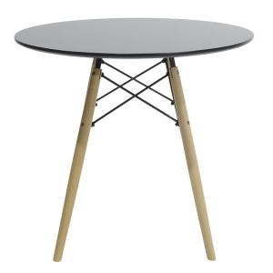 Round table Julita Art Wood with black glossy top D80cm