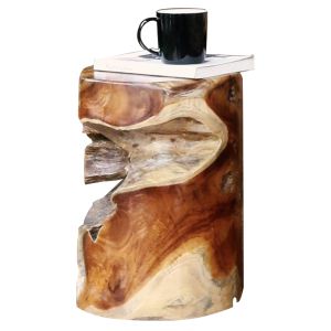 Кръгла помощна маса Naturally от масивно естествено тиково дърво D30x45hcmhm9350