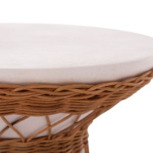 Кръгла странична маса Delia Hm18167.02 фибър цимент бяло ратан Φ40x45в см.