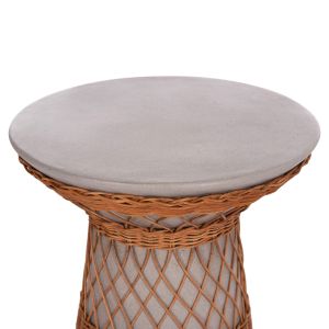 Кръгла странична маса Delia Hm18167.03 фибър цимент сиво ратан Φ40x45в см.