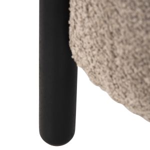 Round stool Ewan Bloom boucle beige color with black metal legs D45x36hcm Hm9596,08