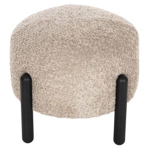Round stool Ewan Bloom boucle beige color with black metal legs D45x36hcm Hm9596,08