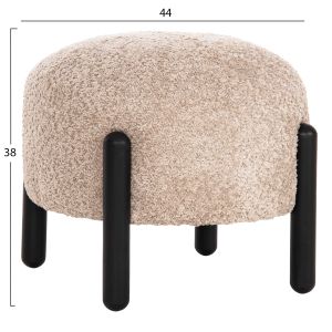 Round stool Ewan Bloom boucle beige color with black metal legs D45x36hcm Hm9596,08
