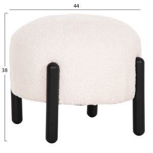 Round stool Ewan Bloom boucle ecru color and black metal legs D45x36hcm Hm9596,06
