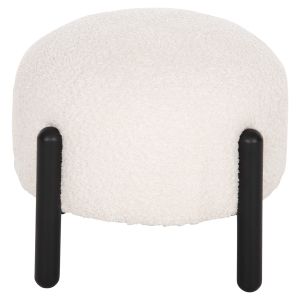 Round stool Ewan Bloom boucle ecru color and black metal legs D45x36hcm Hm9596,06