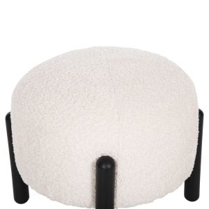 Round stool Ewan Bloom boucle ecru color and black metal legs D45x36hcm Hm9596,06