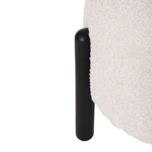 Round stool Ewan Bloom boucle ecru color and black metal legs D45x36hcm Hm9596,06
