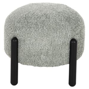 Round stool Ewan Bloom boucle pistachio color and black metal legs D45x36hcm Hm9596.05