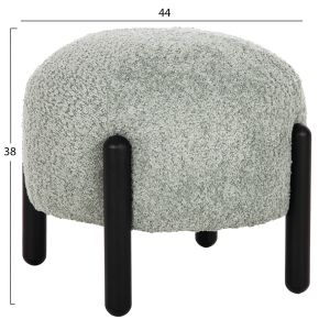 Round stool Ewan Bloom boucle pistachio color and black metal legs D45x36hcm Hm9596.05