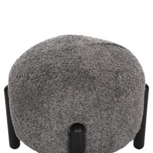Round stool Ewan Bloom gray boucle and black metal legs D45x36hcm Hm9596,01