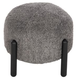 Round stool Ewan Bloom gray boucle and black metal legs D45x36hcm Hm9596,01