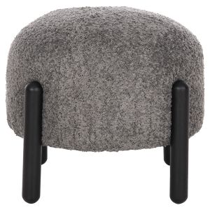 Round stool Ewan Bloom gray boucle and black metal legs D45x36hcm Hm9596,01