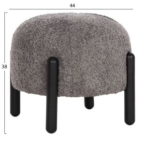 Round stool Ewan Bloom gray boucle and black metal legs D45x36hcm Hm9596,01