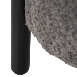 Round stool Ewan Bloom gray boucle and black metal legs D45x36hcm Hm9596,01