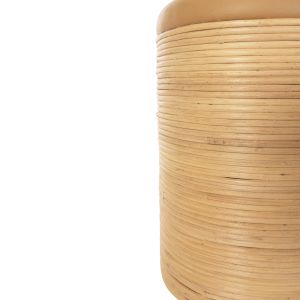 Кръгла табуретка Mitch Hm9886 естествен ратан-бежов Pu седалка D37x47hcm