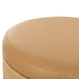 Кръгла табуретка Mitch Hm9886 естествен ратан-бежов Pu седалка D37x47hcm
