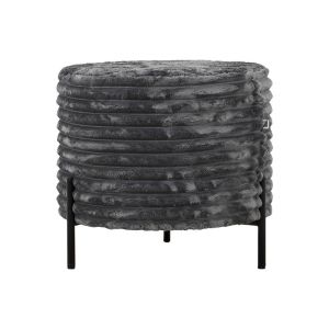 Round stool New Lux gray velvet, dimensions 46x46x43cm