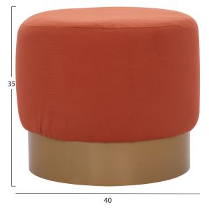 Round stool with coral fabric and gold metal base Hm9260,02