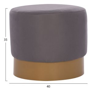 Round stool with gray damask and metal gold base Hm9260,01