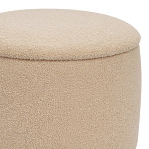 Кръгла табуретка, плат букле в бежов нюанс 55x41,5 см