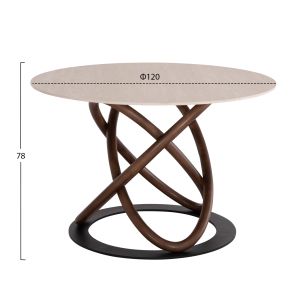 Round dining table Orbiter Sm18100 ceramic legs made of ash, walnut Φ120x78hcm